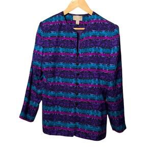 Vintage Adrianna Pappell 100% Silk Jacket. Brightly Colored Suit Coat